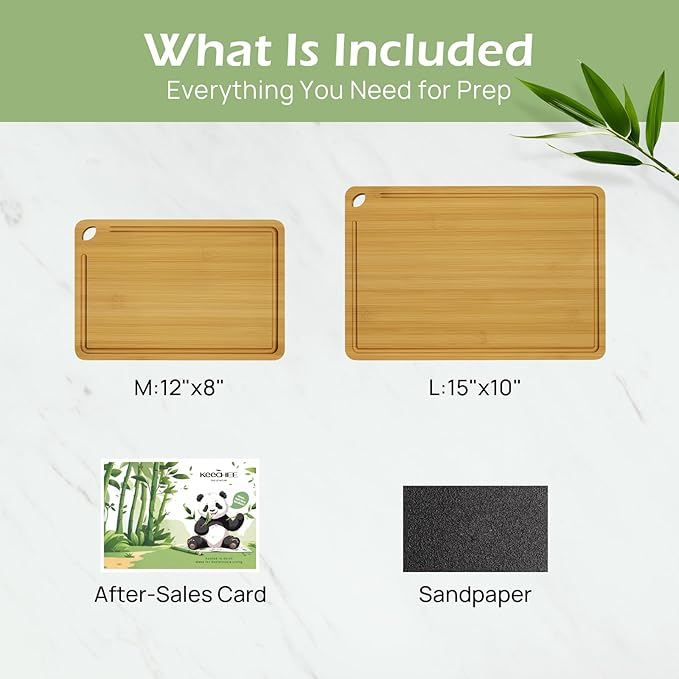 Chopping Board Duo 2-Pcs Natural Bamboo With Juice Channels & Knife-Friendly Finish For Versatile Kitchen Use, Ideal Charcuterie & Chopping Multi-Use-VerdiqueGarden