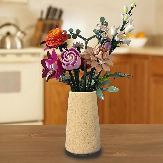 Simple Vase for Flowers Plants, Matte Vases for Modern Table Shelf Home Decor Wedding Boho Decor, 6" H Frosted Elegant Ceramic Vase for Pampas Grass Fluffy Stem Bouquet Lavender Flowers (Brown, 1)-VerdiqueGarden