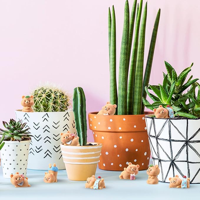 15 Pieces Cute Bear Miniature Figurines Bear Baby Shower Decoration Resin Cake Cupcake Toppers Garden Miniature Moss Landscape DIY Crafts for Home Party Garden Plant Pots Decor-VerdiqueGarden