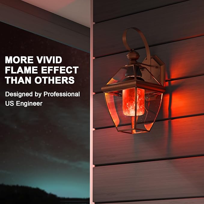 Hompavo 【Upgraded LED Flame Light Bulbs, 4-Mode Flickering Light Bulbs with Upside Down Effect, E26/E27 Flame Bulb for Halloween Christmas Party Indoor and Outdoor Home Decoration - 2 Red-VerdiqueGarden