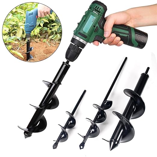 Utoolmart Auger Drill Bit for Planting Set of 3, (1.6x8.7, 1.8x14, 3.1x12) Easy Planter Garden Auger - Bulb & Bedding Plant Augers - Posthole Digger for 3/8” Hex Drive Drill-VerdiqueGarden