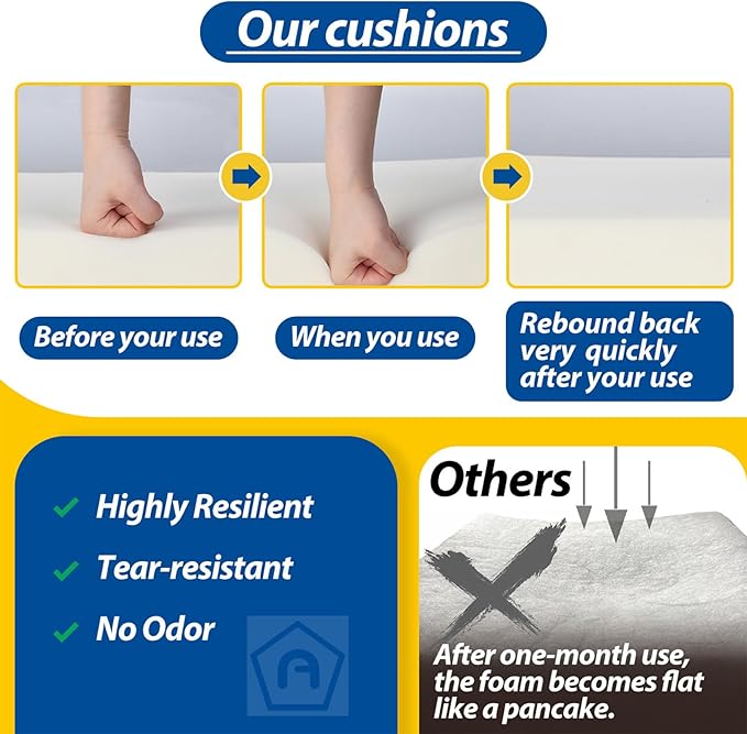 AAAAAcessories Outdoor Seat Cushions for Chairs, Waterproof, Fade-Resistant Patio Furniture Replacement Cushions, 17" x 16" x 2", Set of 2, Black-VerdiqueGarden