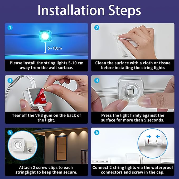 100ft Permanent Outdoor Lights for House, IP67 Waterproof RGB+IC LED Eaves Lights, 54 Scene Modes Outdoor Lighting for Christmas Garden Party Holiday Decorations, with App/Remote Control-VerdiqueGarden