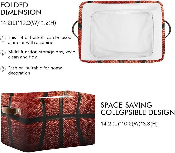 Basketball Print Rectangular Storage Basket Organizer Bin Shelf Baskets For Clothes Gifts For Home Office Dorm-VerdiqueGarden