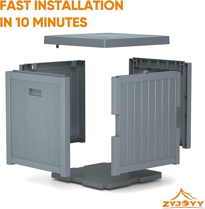 51 Gallon Resin Deck Box, Outdoor Storage Box Waterproof for Patio, Garden, Pool, and Deck, Storage Solution for Cushions, Tools, Delivery Packages, Grey-VerdiqueGarden