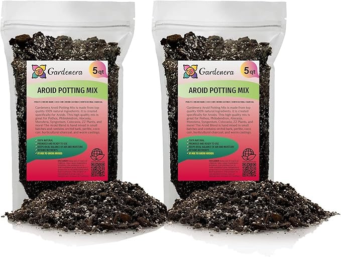 Premium Aroid Potting Mix - 10 Quart - Soil Free Blend for Aroids - Growing Medium for House Plants by Gardenera - (2 Bags of 5 Quart)-VerdiqueGarden