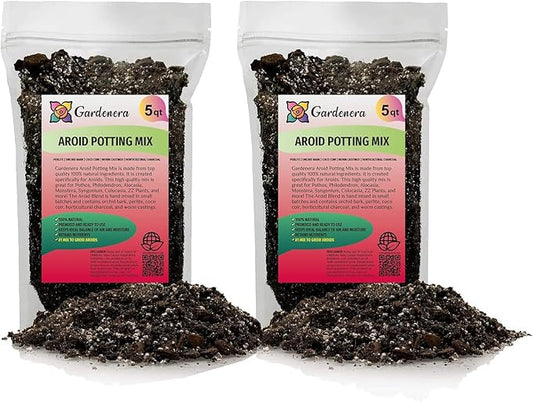 Premium Aroid Potting Mix - 10 Quart - Soil Free Blend for Aroids - Growing Medium for House Plants by Gardenera - (2 Bags of 5 Quart)-VerdiqueGarden