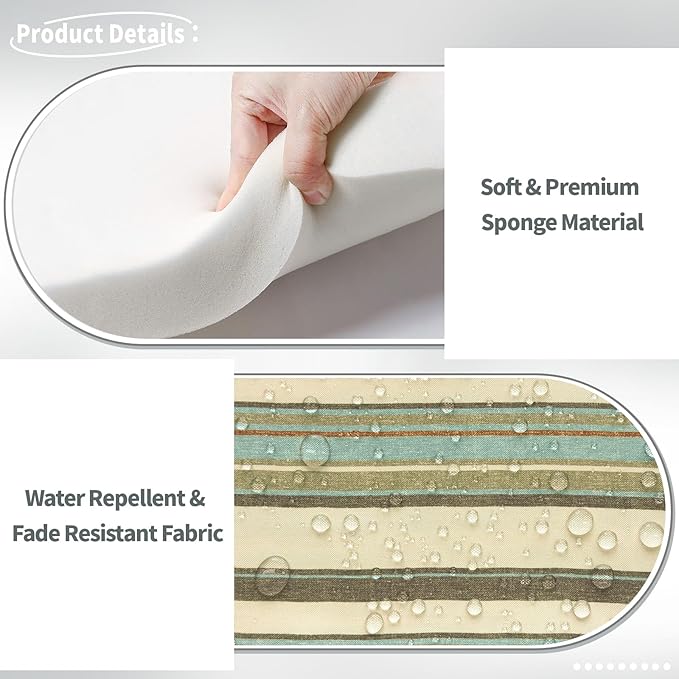 Indoor/Outdoor Chair Cushions 16x17 Inch, Patio Chair Cushions with Ties, All Weather Seat Cushions for Patio Furniture Home Garden Chair Use, Set of 2,Stripe Onyx-VerdiqueGarden