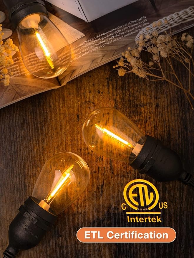 addlon 48FT LED Outdoor String Lights with 25 Edison Vintage Shatterproof Bulbs and Commercial Grade Weatherproof Strand - ETL Listed Heavy-Duty Decorative Lights for Patio Garden-VerdiqueGarden