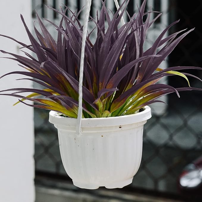 16Pcs Artificial Grass Fake Grass Plants 17.3in Outdoor Plants UV Resistant Faux Greenery Stems for Home Window Garden Patio Pathway Front Porch Halloween Décor Light Green & Purple-VerdiqueGarden