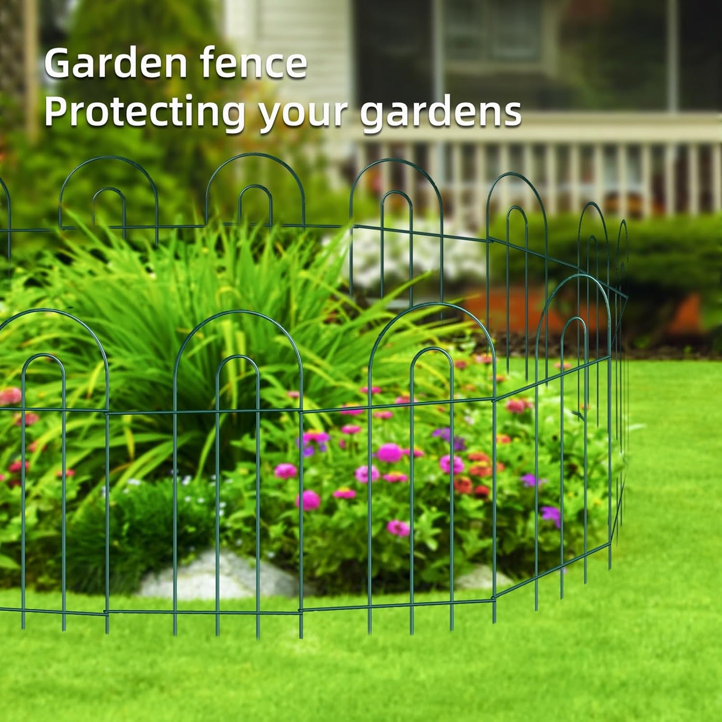 Decorative Garden Fence Border 32inX20ft Outdoor Green No Dig Temporary Iron Wire Edge Flowers Fencing Panels Rustproof Metal Folding Garden Fencing for Yard-VerdiqueGarden