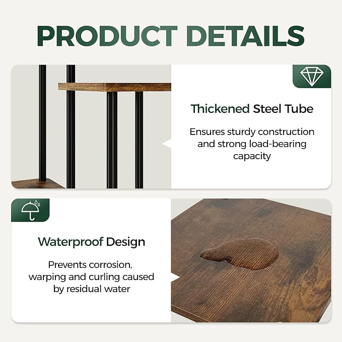 Bamworld Corner Plant Stand Indoor, 5 Tier Metal Plant Shelf for Multiple Plants, Tall Flower Stand for Patio Garden Balcony Living Room Bedroom(Brown)-VerdiqueGarden