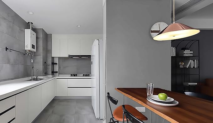 Dimoon 118''x17.7'' Grey Peel and Stick Wallpaper Contact Paper Modern Self Adhesive Wall Paper Removable Renter Friendly Textured Solid Color Shelf Cabinet Vinyl Roll (118''x17.7'',Grey)-VerdiqueGarden