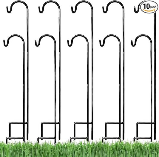 Ashman Shepherds Hook 10 Pack Black, 35 Inches Tall, Made of Premium Metal for Hanging Solar Light, Bird Feeders, Mason Jars, Garden Stake and Wedding Décor.-VerdiqueGarden
