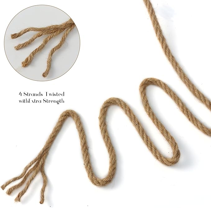 Natural Jute Twine,164 Feet 8mm inch Hemp Twine Rope for Gift Wrapping Craft Plant Garden Christmas Handmade Arts Decoration Packing String Home Decor-VerdiqueGarden