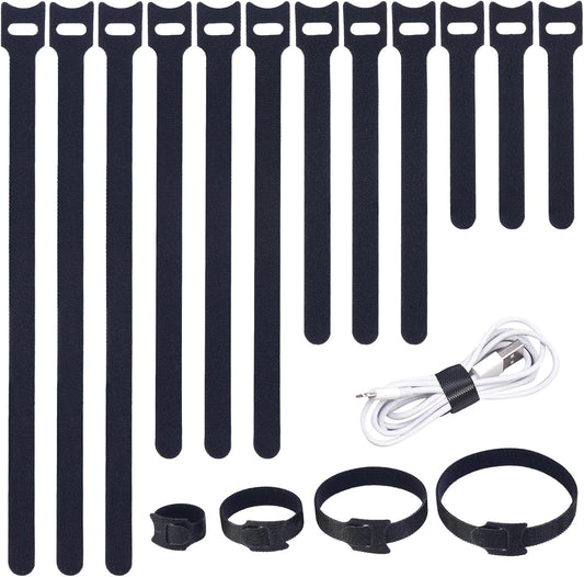 200PCS Reusable Cable Ties Wire Ties Cord Organizer Cable Organizer Adjustable Cable Management Black 4+6+8+10 inch-VerdiqueGarden
