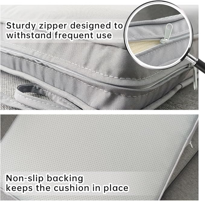 3-Pack Outdoor Patio Furniture Replacement Cushions Set–High-Elastic Sponge Cushions Fit 4-Piece Wicker Rattan Sofa, Loveseat & Chairs, 36x18x2 & 18x18x2, Waterproof, Fade-Resistant (Light gray)-VerdiqueGarden