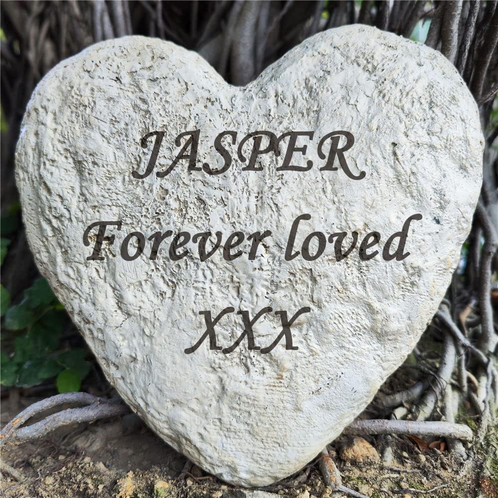 Personalized Garden Memorial Stones Engraved Rocks with Any Message, Decorative Grave Memorial Plaques Rocks for Loved Ones Outside Cemetery Decoration, Resin, 8.6" x 8.6"-VerdiqueGarden
