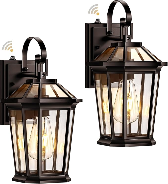 VIANIS 2-Pack Oil Rubbed Bronze Outdoor Lights Wall Mount, Dusk to Dawn Wall Lights for House Outside, Aluminium Modern Porch Lights Sconce, Exterior Wall Lantern Fixture with Waterproof, Anti-Rust-VerdiqueGarden