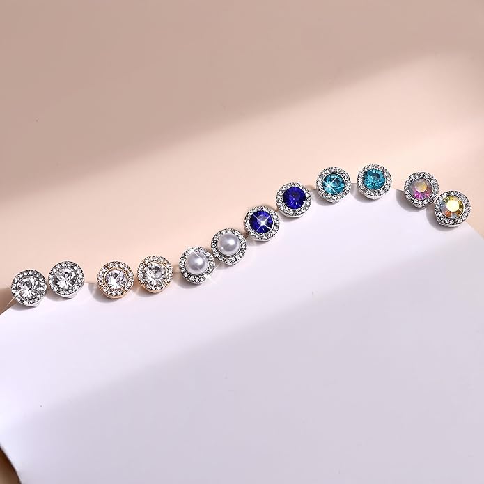 Thunaraz Elegant Clip on Earrings for Women Crystal Wedding Earrings Clip on Rhinestone Dance Competition Stage Opera Performance Earrings Formal Earrings for Brides Bridesmaids Non Pierced Jewelry