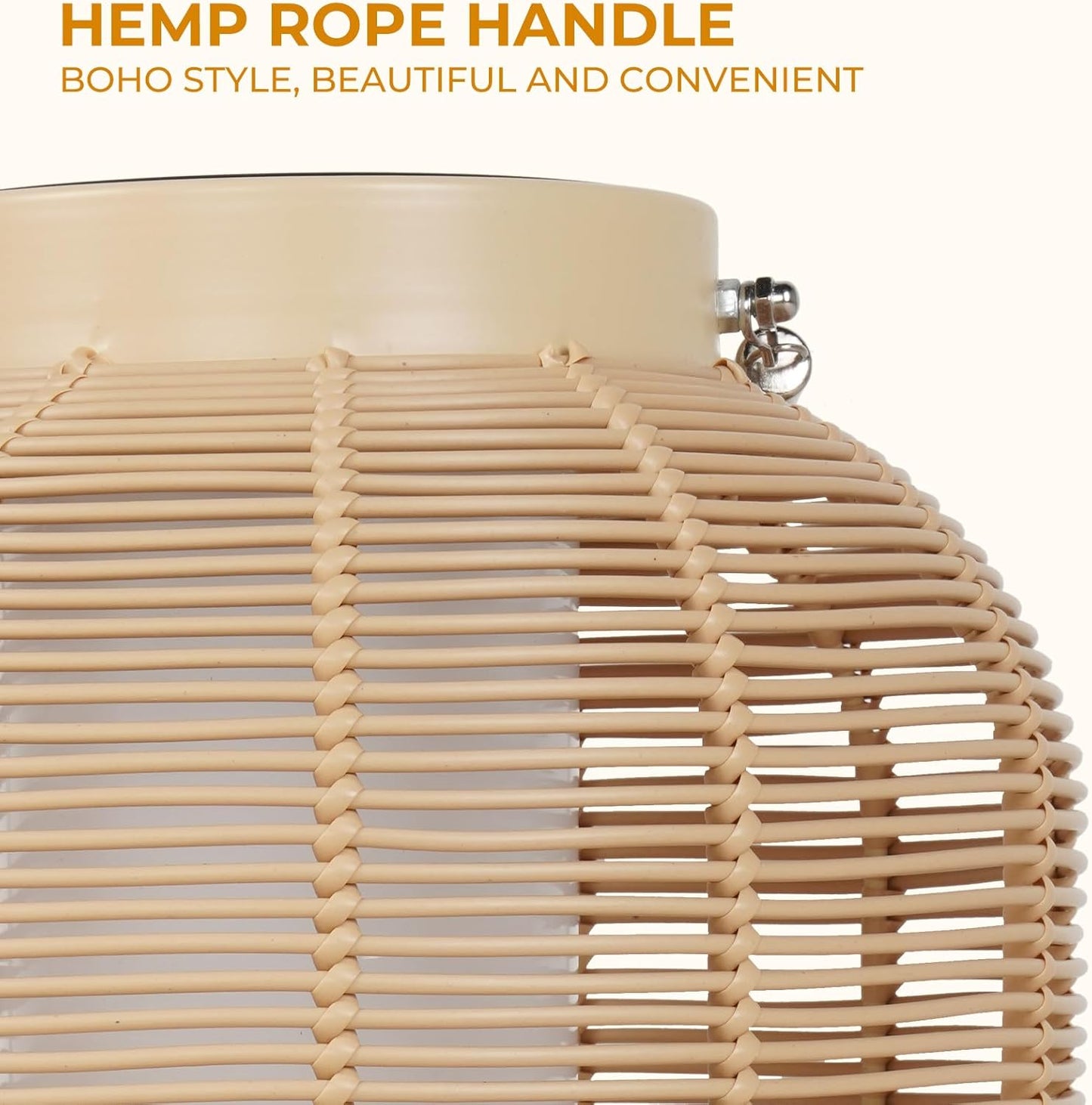 Solar Yard 1-Pack Outdoor Solar Lantern Lamp, Water-Resistant Boho Lights for Outside Hanging Lantern Table Lights Decoration for Garden, Patio, Porch, Trees, Pathway, Natural-VerdiqueGarden