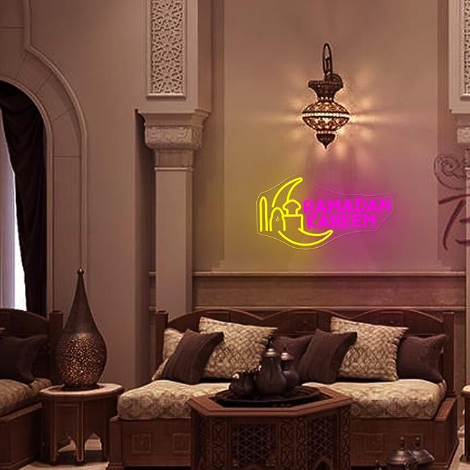 Moon Castle Ramadan Festival Neon Sign Eid Mubarak Neon Lights for Wall Decor Muslim Islamic Led Light Sign for Ramadan Mubarak Ramadan Kareem Sign Islamic Muslim Home Bedroom-VerdiqueGarden