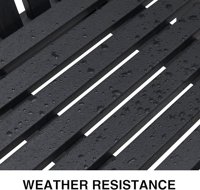 Psilvam Garden Bench, 2-Person Poly Lumber Patio Bench, All-Weather Outdoor Bench That Never Rot, Memorial Bench, Suit for Garden, Porch and Park (Black)-VerdiqueGarden