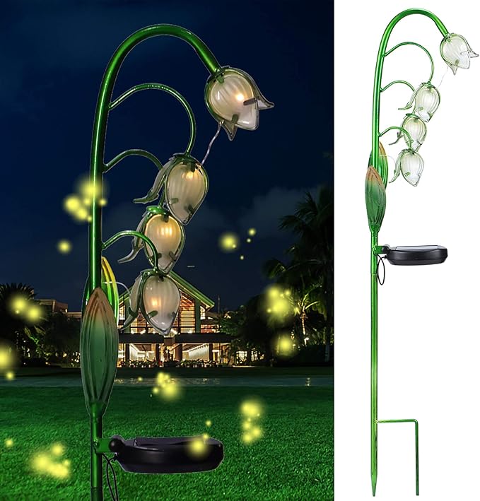 VCUTEKA Solar Garden Decor Stake Outdoor Light Glass Flower Stake for Yard Lawn Decor Backyard Decorations-VerdiqueGarden