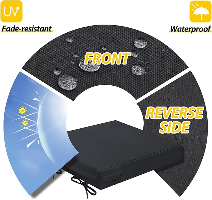 AAAAAcessories Outdoor Seat Cushions for Chairs, Waterproof, Fade-Resistant Patio Furniture Replacement Cushions, 18" x 18" x 2", Set of 2, Black-VerdiqueGarden