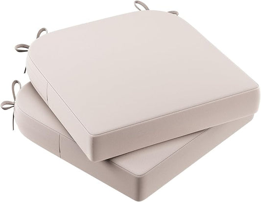AAAAAcessories Outdoor Seat Cushions for Chairs, Waterproof, Fade-Resistant Patio Furniture Replacement Cushions, 17" x 16" x 2", Set of 2, Khaki Beige-VerdiqueGarden