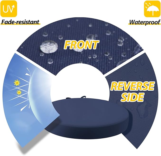 AAAAAcessories Outdoor Seat Cushions for Chairs, Waterproof, Fade-Resistant Patio Furniture Replacement Cushions, 15" x 15" x 2", Set of 2, Navy Blue-VerdiqueGarden