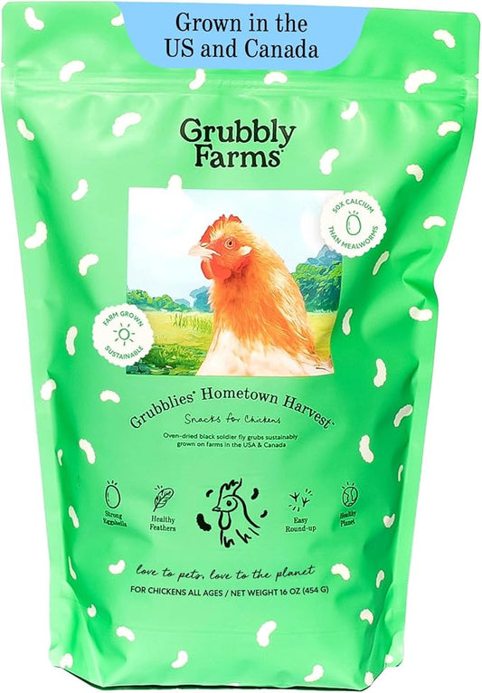 Grubblies - Black Soldier Fly Larvae for Chickens - Chicken Treats Grown in The US and Canada - for Strong Eggshells and Healthy Feathers - Grubblies Hometown Harvest 1LB-VerdiqueGarden