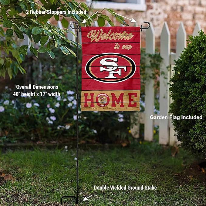 WinCraft San Francisco 49ers Welcome to Our Home Garden Flag and Flagpole Mount-VerdiqueGarden