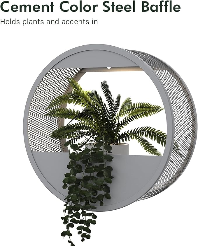 Grand patio Outdoor Circular LED Solar Hanging Wall Sconce Planter, with Dusk to Dawn Sensor Decor Wall Lighting for Garage Doorway Patio Yard, Cement Grey (S-Round)-VerdiqueGarden