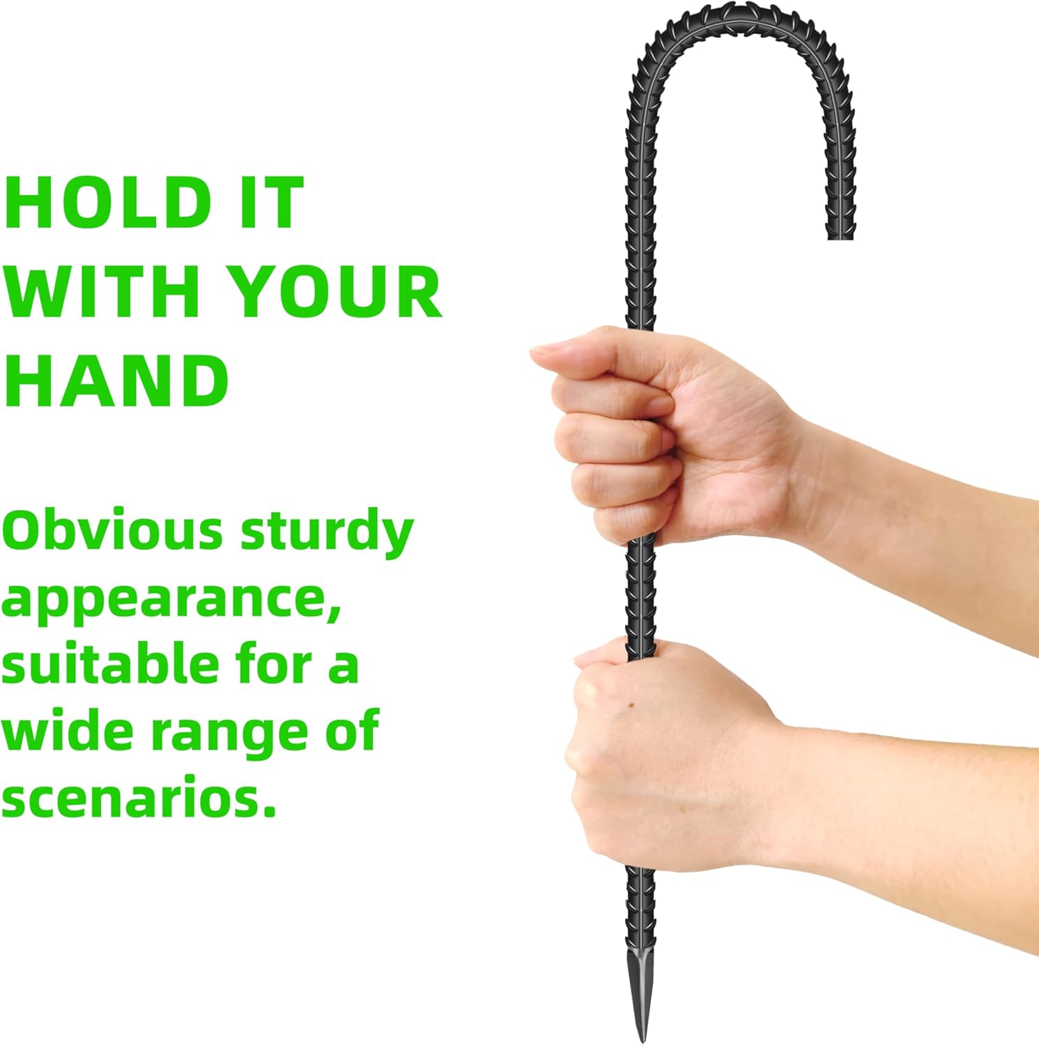 10 Pieces 16-Inch Garden Ground Stakes Galvanized Steel J Shape Hook Rebar Stake - Heavy DutyAnchors for Tents, Position Kits,Fences, and Trampolines-VerdiqueGarden