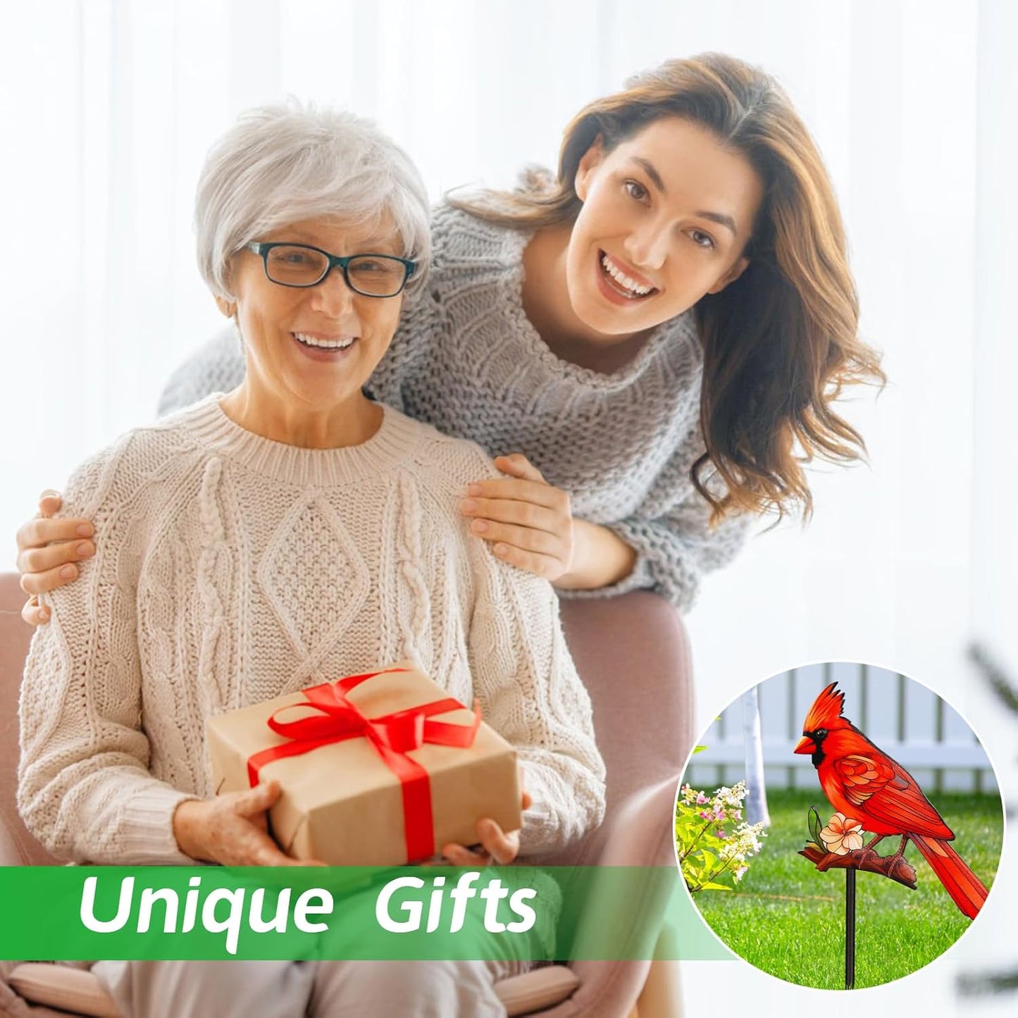 Decorative Garden Stakes with Cardinal Design Metal Yard Decorations for Outside, Patio, Outdoor Decor, Garden, Lawn Ornaments Gifts for Women Mom and Grandma-VerdiqueGarden