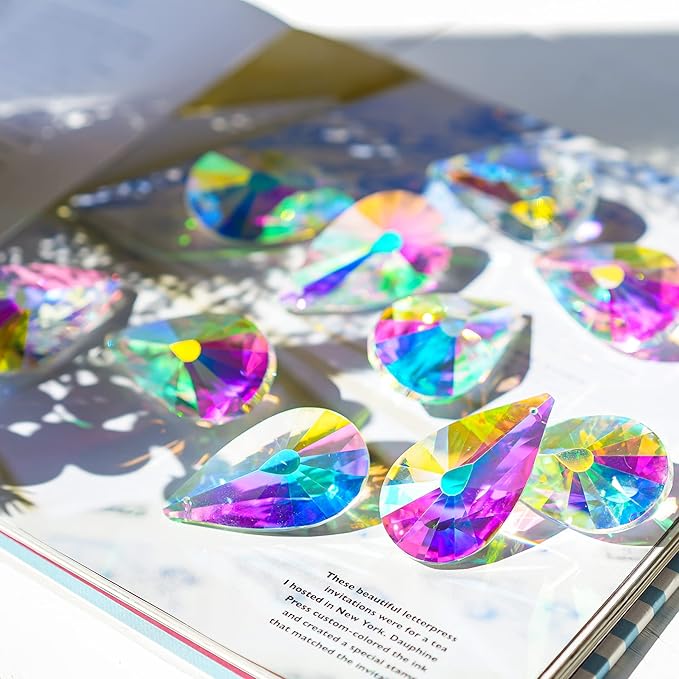 10 Pack Colorful Crystal Prisms Suncatcher,Sun Shine Catcher Rainbow Pendants,Crystals Prisms for Windows,Glass Hanging Decor for Home Garden Wedding DIY Ornament-VerdiqueGarden