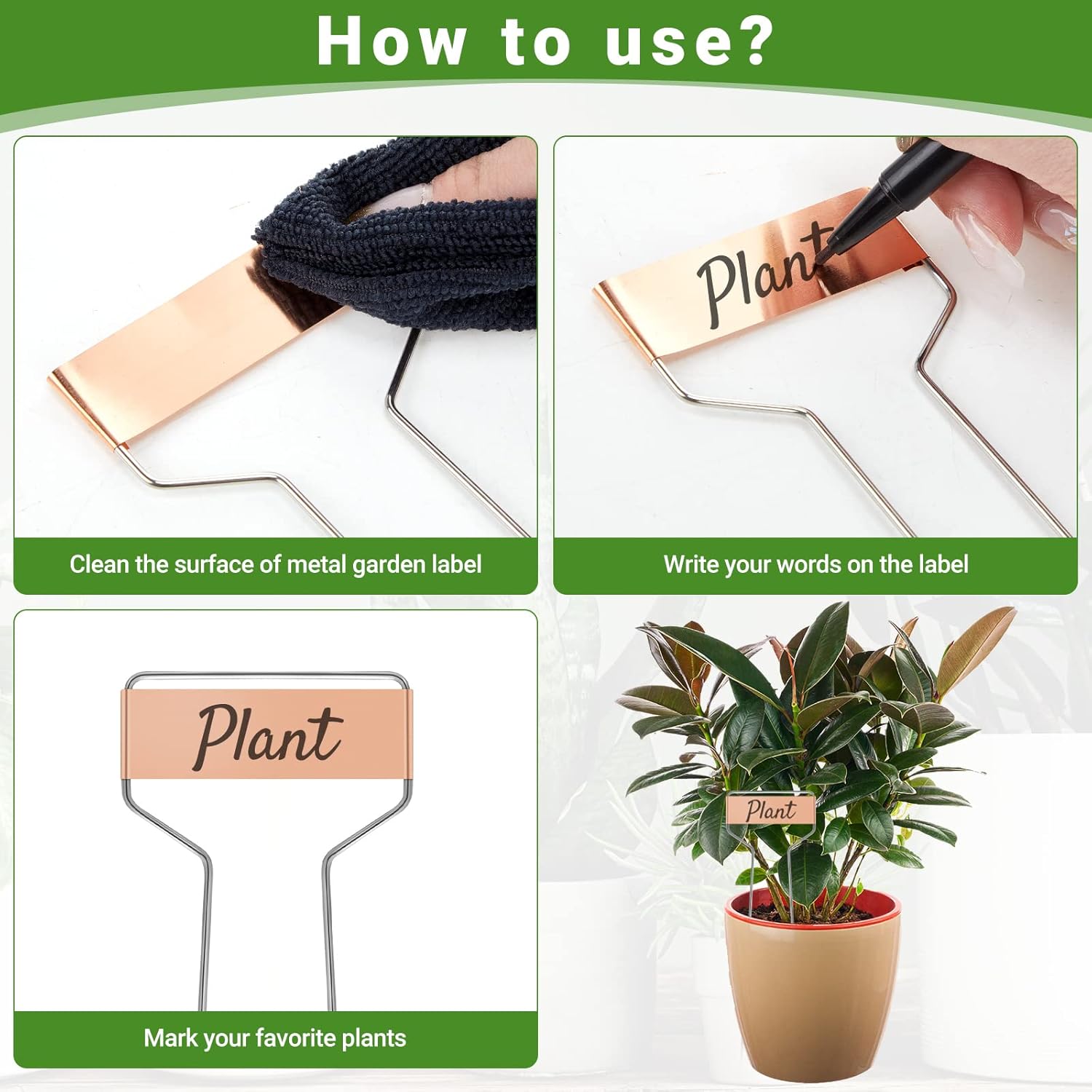 80 Pcs 10" High Plant Labels, Include 40 Copper Metal Plant Tags and 40 Weatherproof Garden Aluminum Markers Bulk with Marker Pen Reusable Seedling Sign Nursery Tag for Outdoor Herb Vegetable Flower-VerdiqueGarden