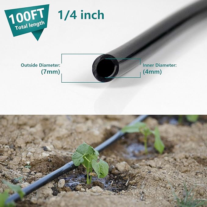 1/4 inch Blank Distribution Tubing Drip Irrigation Hose,50ft Soft Watering Tube for Small Lawn Garden Irrigation System-VerdiqueGarden