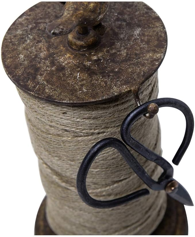 SOFFEE DESIGN Vintage Jute Twine Holder with Scissors for Garden Farmhouse Kitchen Counter Antique Twine Set Birds Rustic Black-VerdiqueGarden