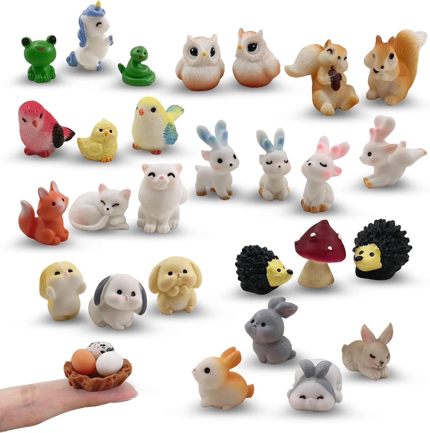 30 Pcs Tiny Resin Animals to Hide Mini Forest Animals Figurines for Miniature Garden Fairy Garden Succulents Plants Ornaments-VerdiqueGarden