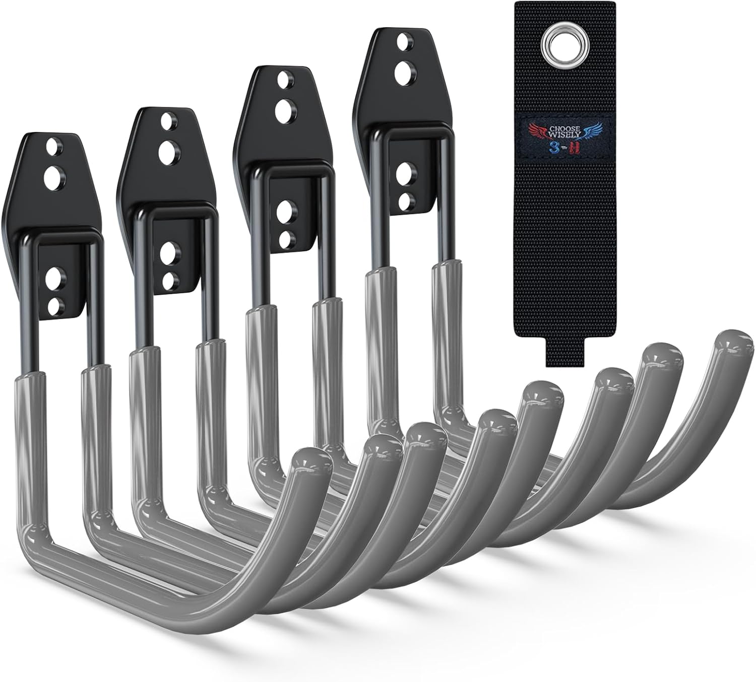 3-H Large Garden Hose Holder Wall Mount 4 Pack,Solid Steel Hose Hanger,Water Hose Holders for Outside,Perfect for Hanging Outdoor Air Hose,Ropes,Pipes,Garden Tools,Ladders,Bikes,Bulk Items(Gray)-VerdiqueGarden