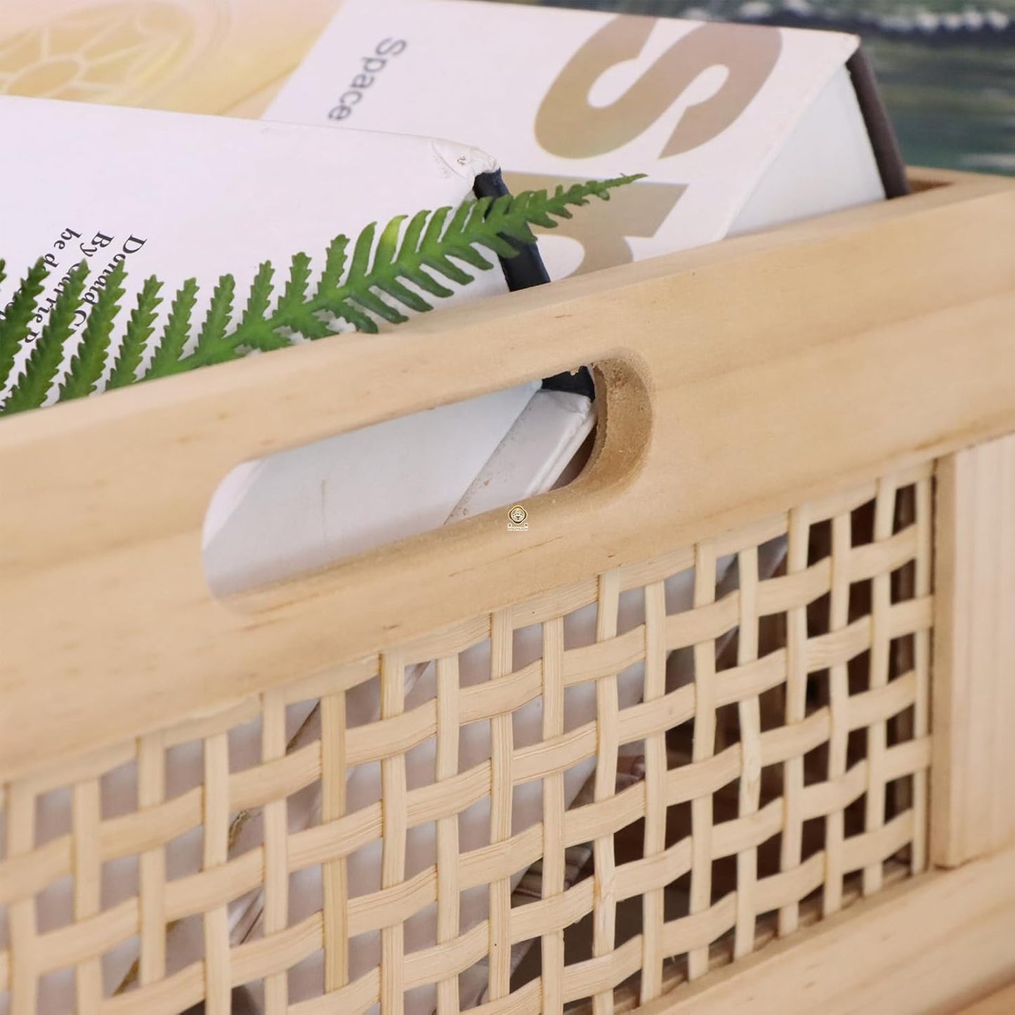 YRMT Wood Storage Crate Basket Rustic Wooden Storage Container for Organizing Decorative Bamboo Box with Handles for Pantry, Shelves Organizer 11.4" x 11.4" x 5" (Natural)-VerdiqueGarden