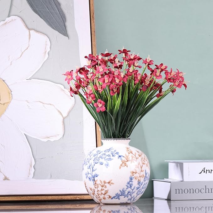 Blue-and-White Vintage Round vase, Chinese-Style Porcelain Blue vase, Suitable for Home Decor, Living Room Coffee Table, Office, Rustic Farmhouse Dining Table Centerpiece, and Tabletop Decoration.-VerdiqueGarden