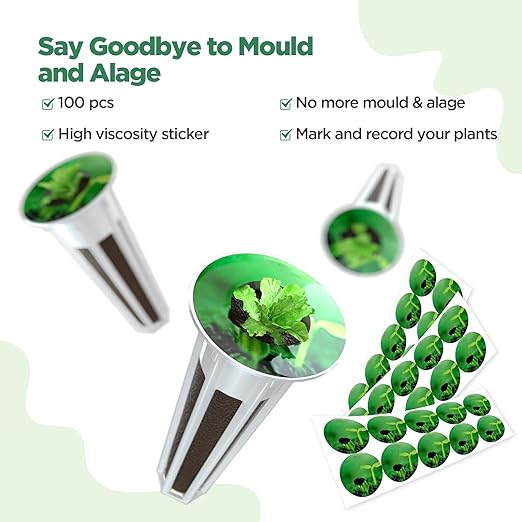 LETPOT 200 Pcs Seed Pod Kits, Replacement Root Growth Sponges Seed Pods, Seed Starter Sponges Kit for Hydroponic Indoor Garden System with 100 Sponges, 100 Stickers-VerdiqueGarden