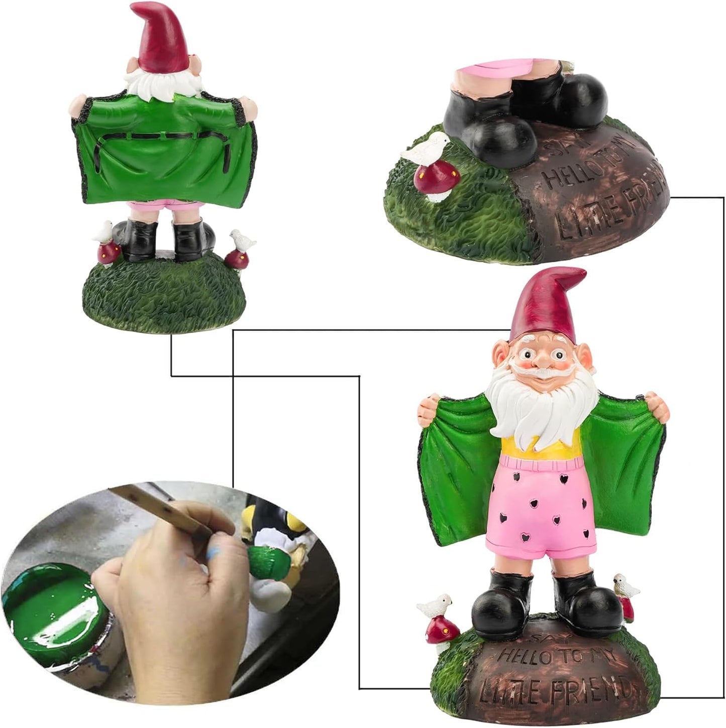 Garden Gnome Statue, Humor Gnome Decor, Animal Resin Sculptures, Statue Ornaments for Outdoor, Home Garden Decor Accents, Lawn Ornaments-VerdiqueGarden