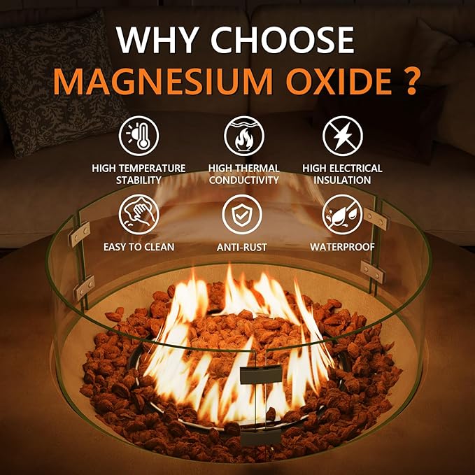 COSIEST 31.5-inch Round Fire Pit, Magnesium Oxide Outdoor Propane Fire Table, CSA Certified, 40,000 BTU Stainless Steel Burner, Free Lava Rocks, Fits 20lb Tank Inside-VerdiqueGarden