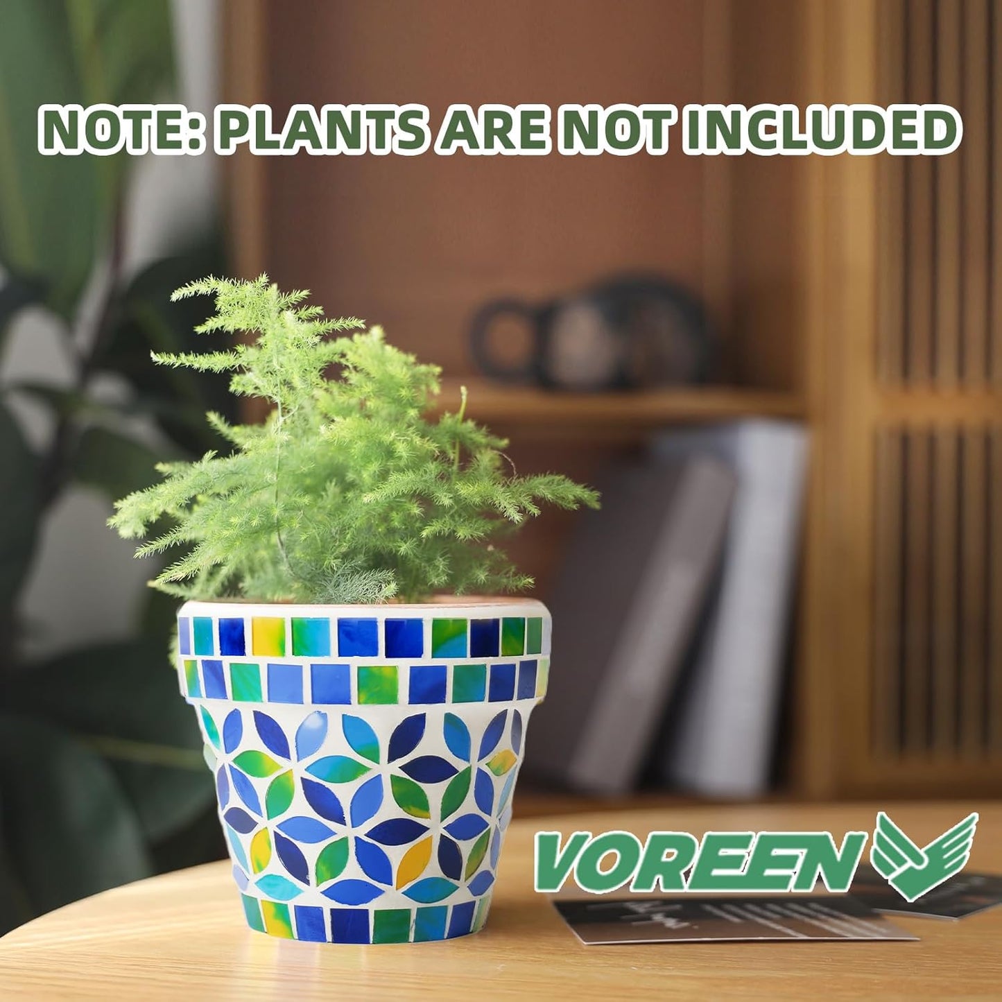 VOREEN 4.2 Inch Mosaic Terracotta Plant Pot, Handmade Flower Pots with Drainage, Handmade Indoor/Outdoor Decorative Planter for Succulents, Home & Garden Decor, Gift for Mom Wife Friend-VerdiqueGarden