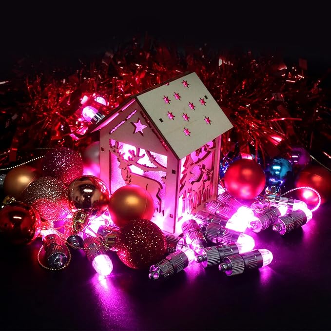 SumDirect Pack of 12/30/50/100 Colorful LED Mini Non-Blinking Lights for Paper Lanterns Balloons Floral Wedding Halloween Christmas Party Decoration Centerpieces (12, Pink)-VerdiqueGarden