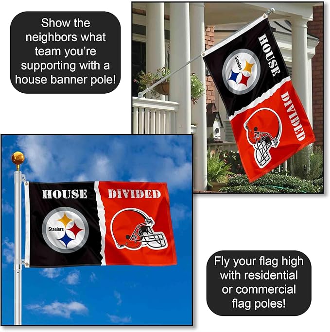 WinCraft Pittsburgh Steelers and Cleveland Browns House Divided Flag Rivalry Banner-VerdiqueGarden